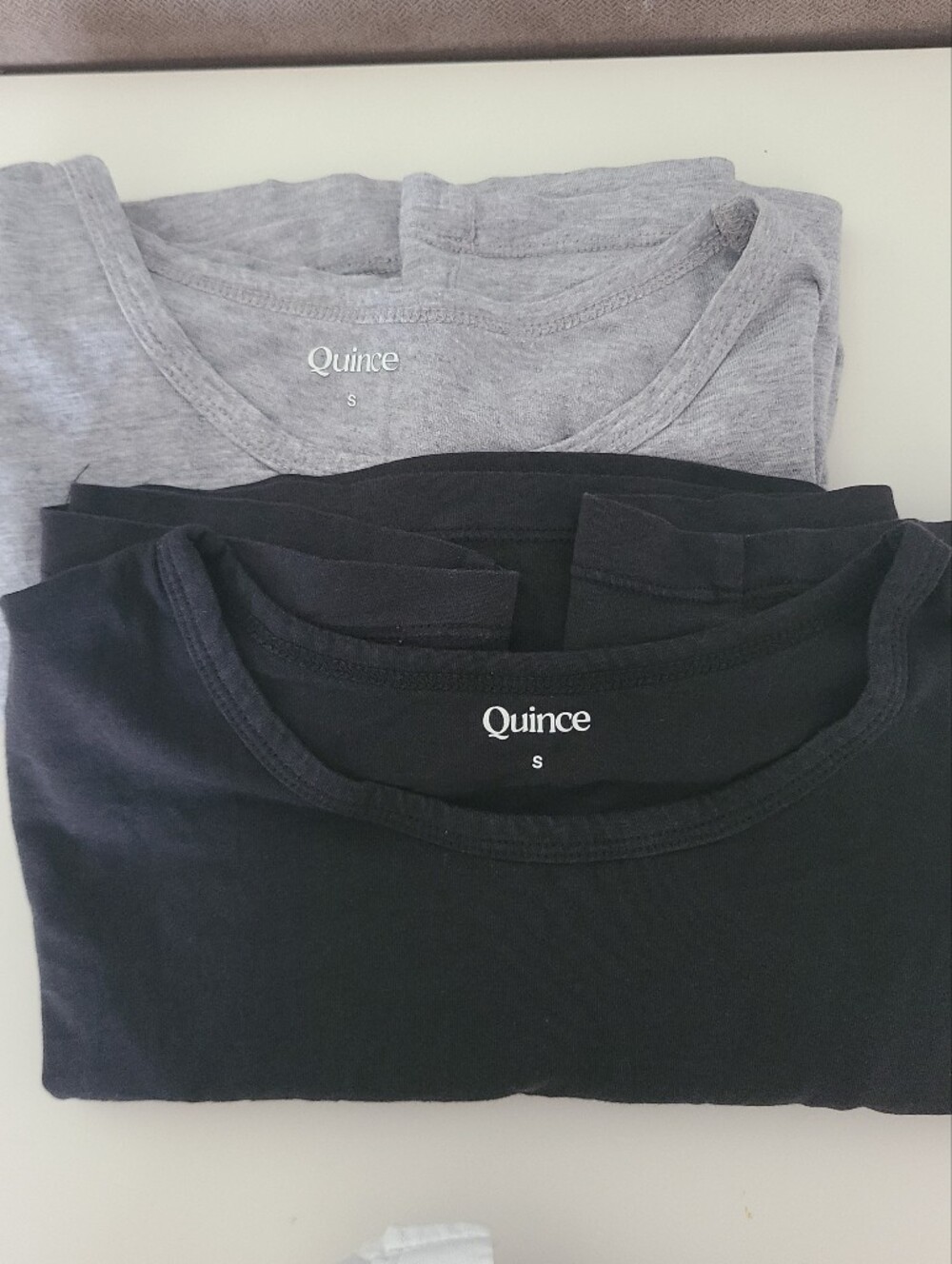 Quince Sz S Bundle 2 Cotton Modal Heather Gray & Black Maternity T Shirts
